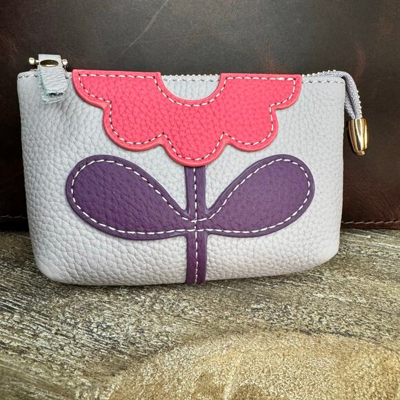 Flower Coin Purse Wallet Genuine Leather Wallet NEW FAST SHIP - Picture 2 of 4